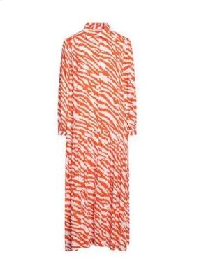 Beatrice NWT Orange & White Printed Button-Front Dress